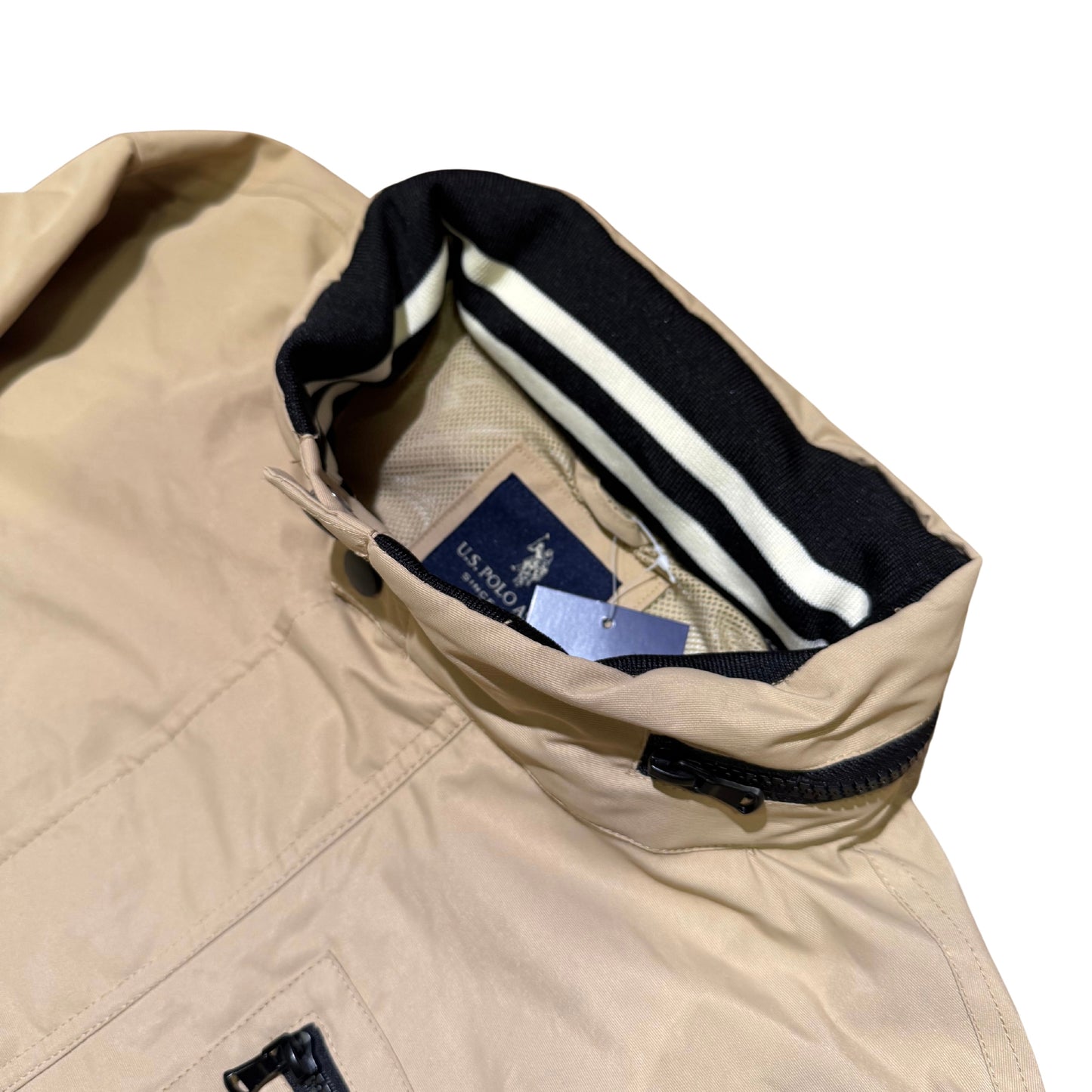 Campera abrigo Polo ASSN impermeable con capucha hombre // beige