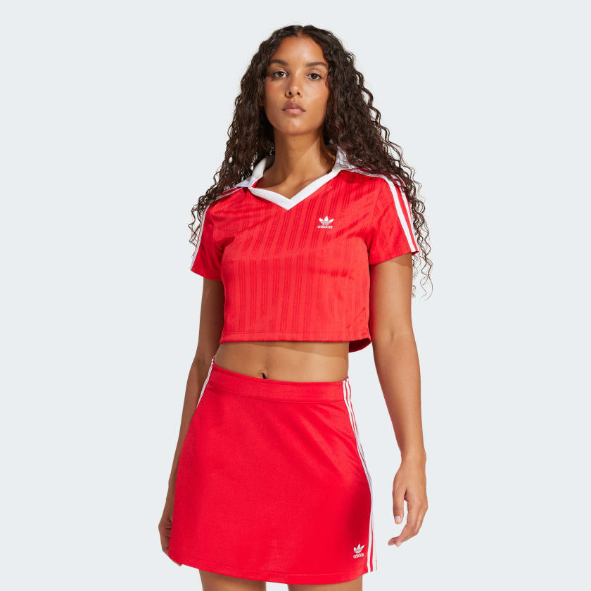 Remera Adidas originals crop tela satén deportiva // roja