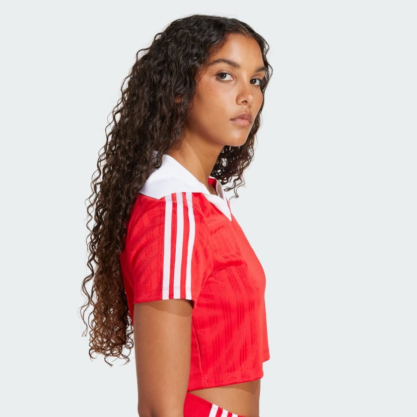 Remera Adidas originals crop tela satén deportiva // roja