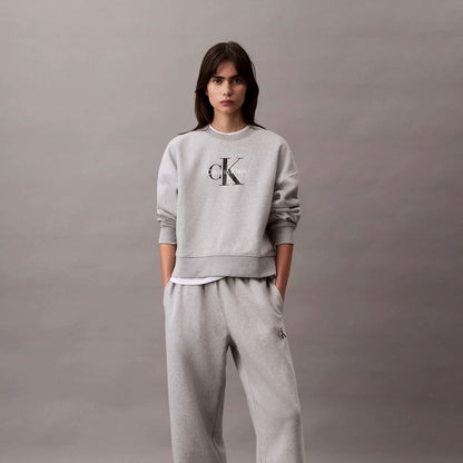 Buzo Calvin Klein con felpa logo chico Oversized // gris
