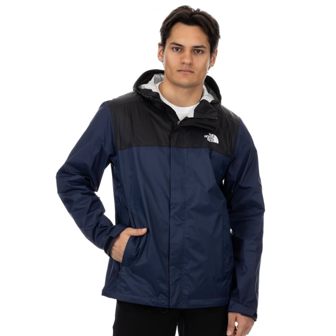 Campera impermeable North Face // azul y negro